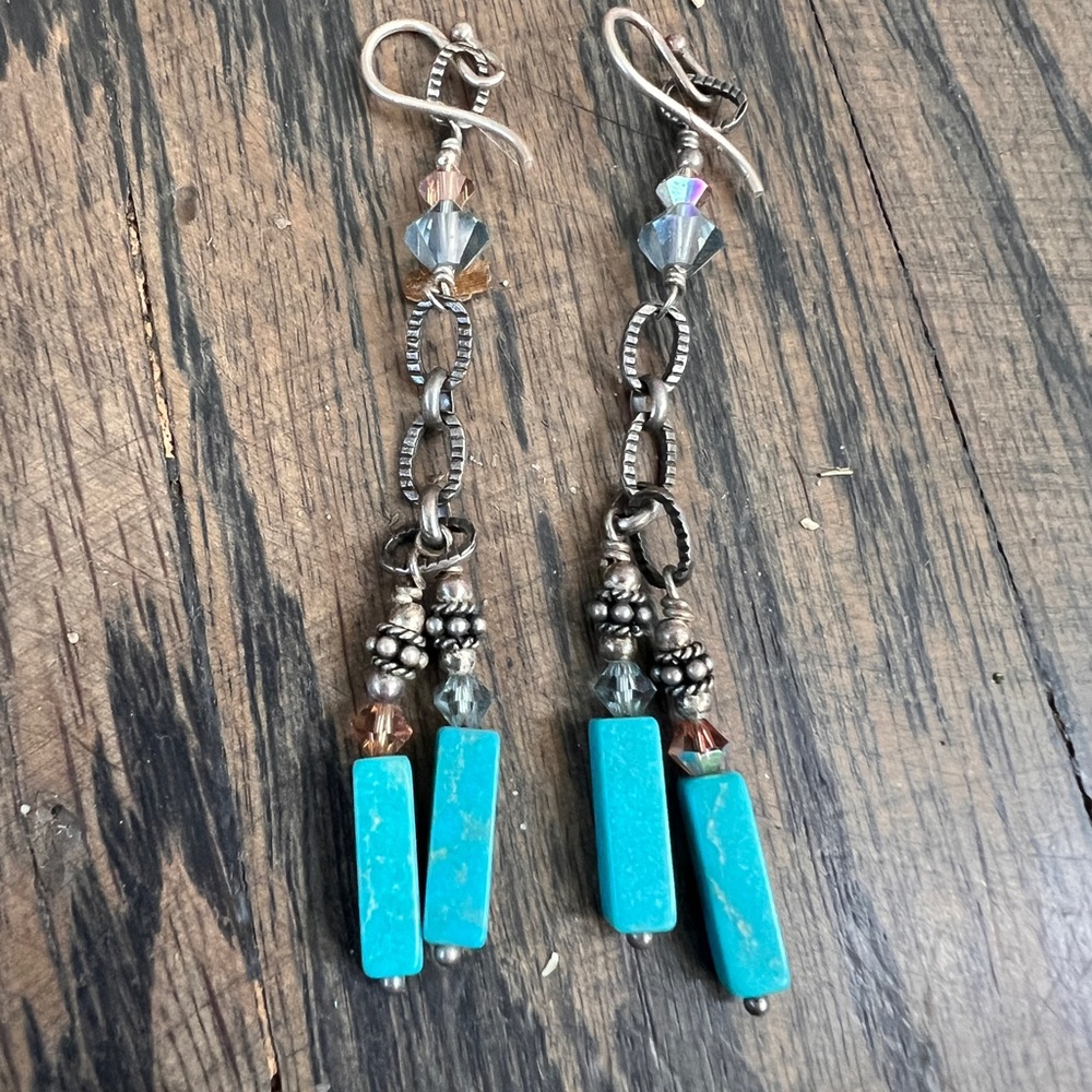 Turquoise and Silver Dangle Earrings